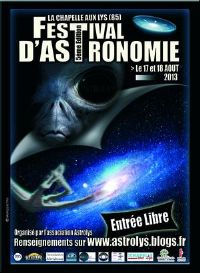 5e festival d'astronomie Astrolys. Du 17 au 18 août 2013 à La Chapelle aux Lys. Vendee. 